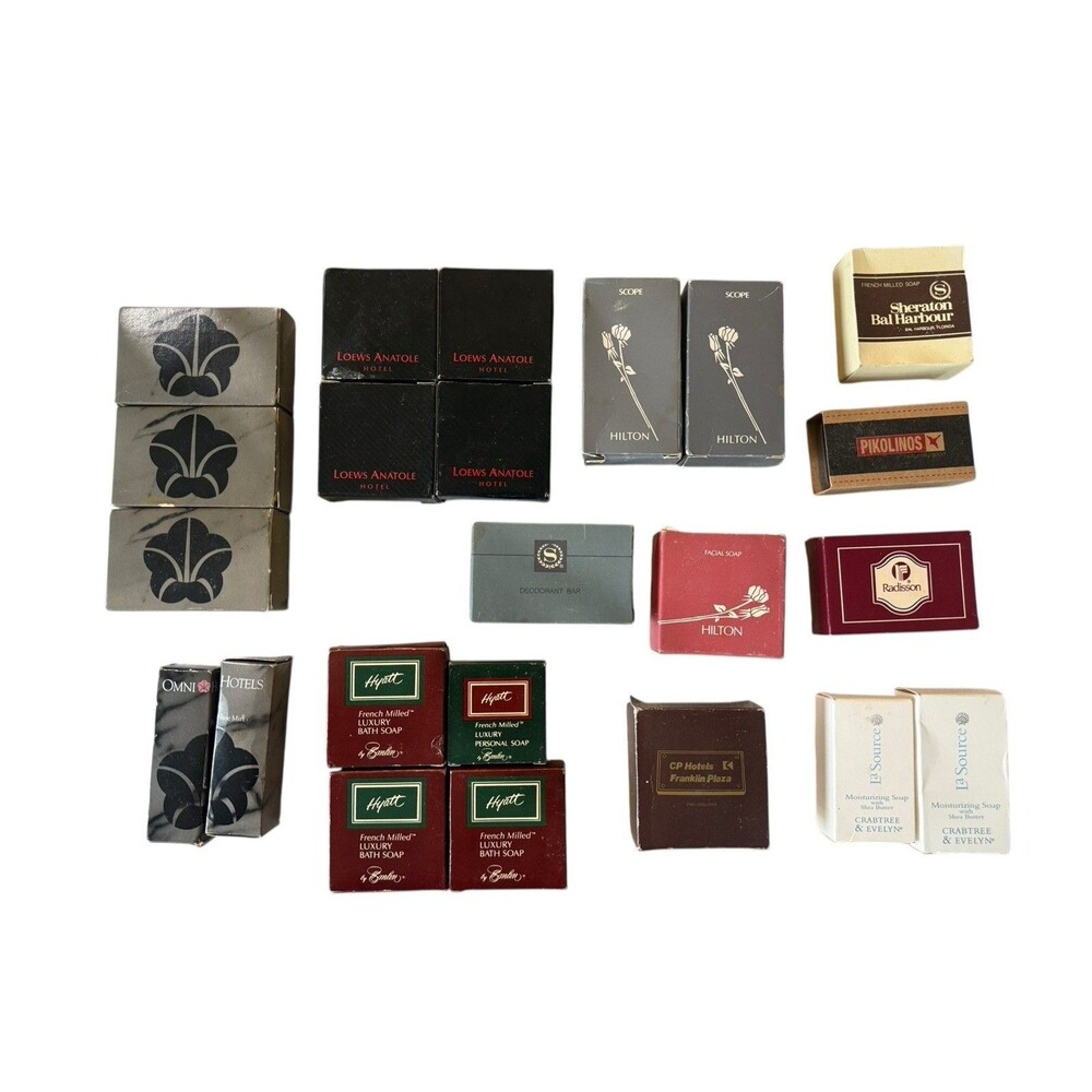 Vintage Soap Lot Variety 23 Piece Guest Travel Hotel Soaps Toiletries Etc